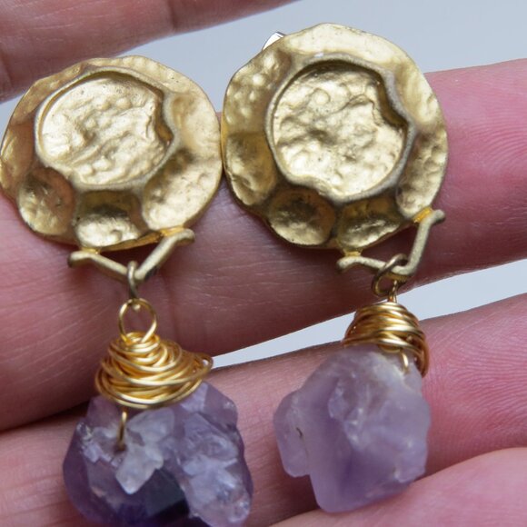 14k Amethyst Earring